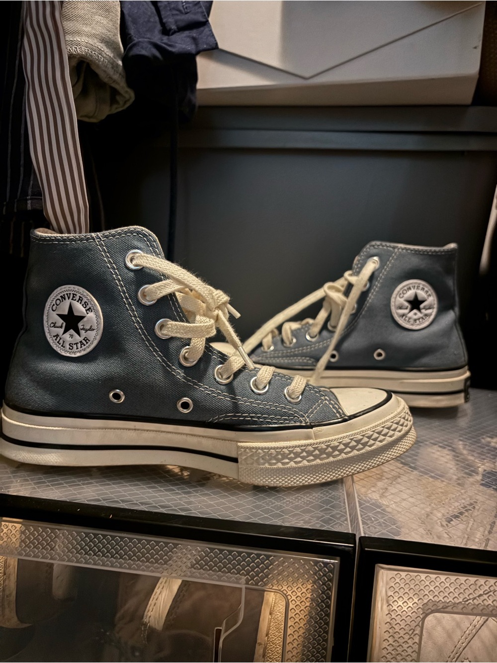 Converse High Top Sneakers - Slate Blue with Cream